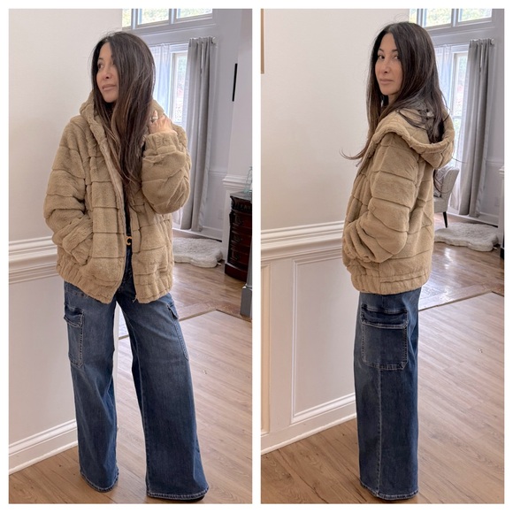 Fabulous Hooded Faux Fur Jacket with Side Pockets - Picture 2 of 4